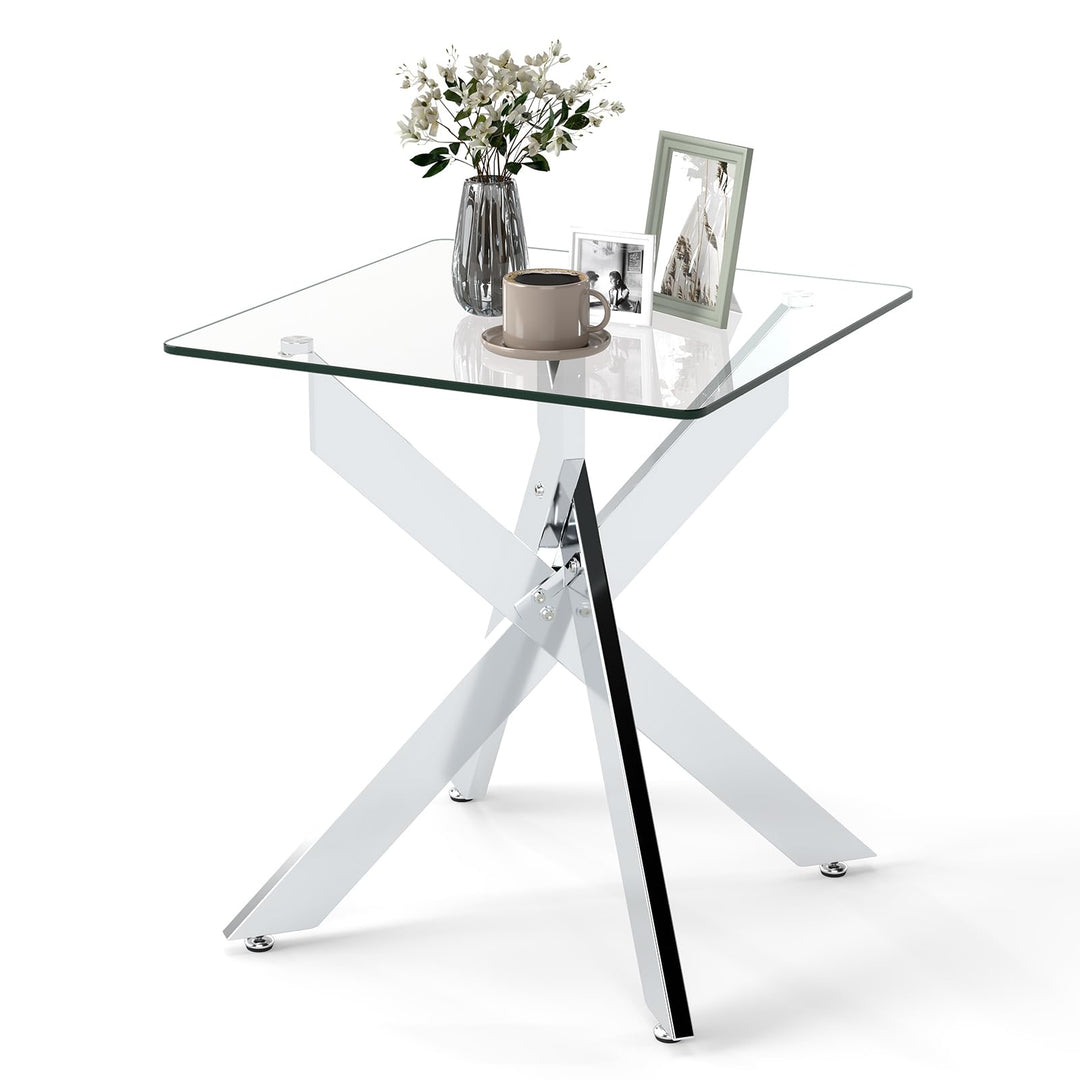 Giantex Glass Side Table Square Sofa Couch End Table