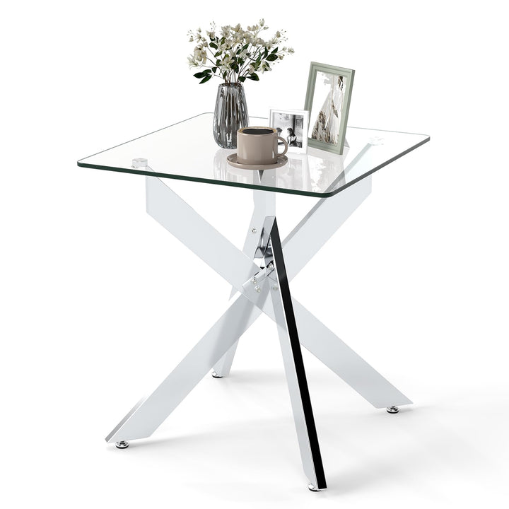 Giantex Glass Side Table Square Sofa Couch End Table