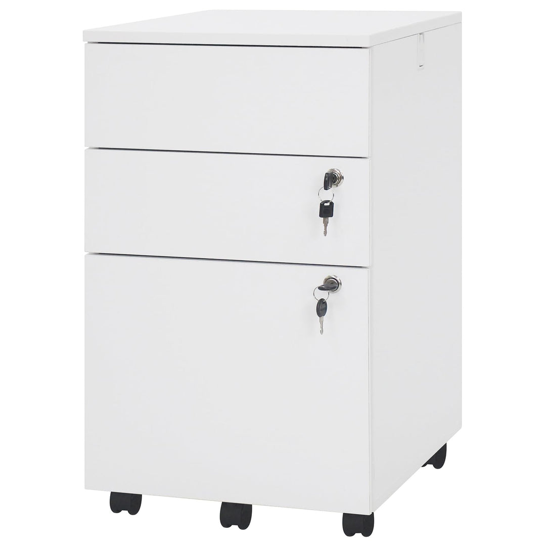 Giantex 3-Drawer File Cabinet with Wheels Wooden File Organizer