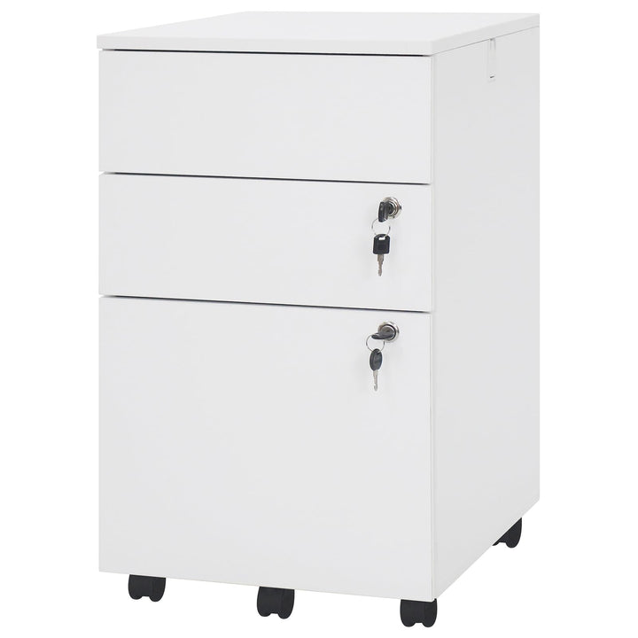 Giantex 3-Drawer File Cabinet with Wheels Wooden File Organizer