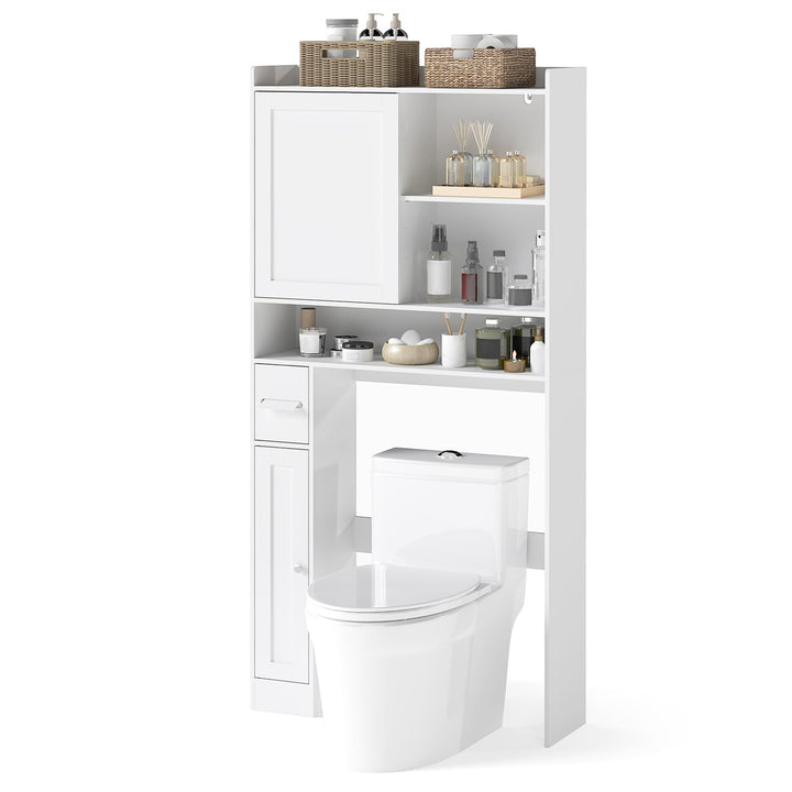 Giantex Over The Toilet Storage Cabinet Standing Toilet Rack with Sliding Door