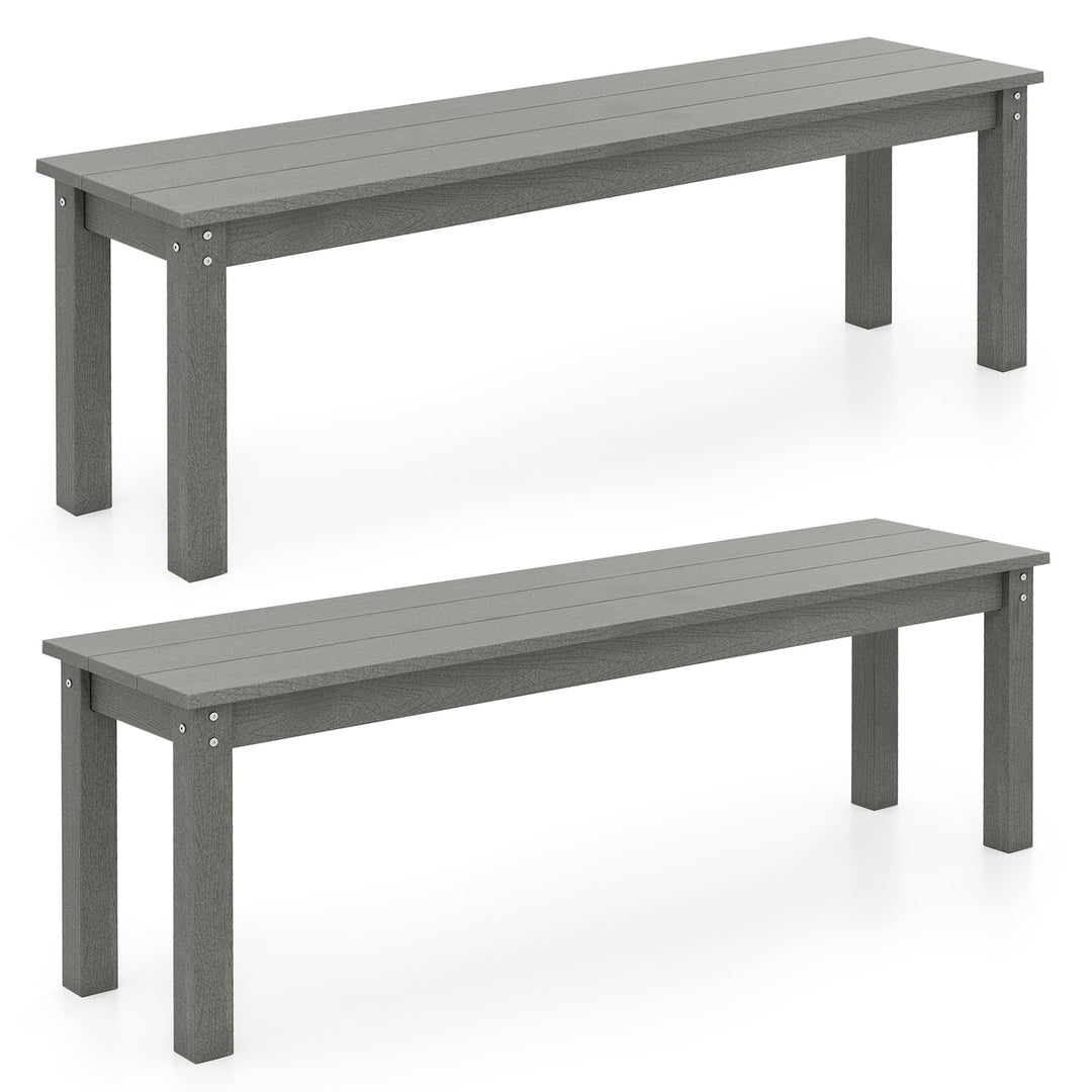 Giantex 55" HDPE Outdoor Bench 2-3 People Weatherproof Backless Patio Garden Bench