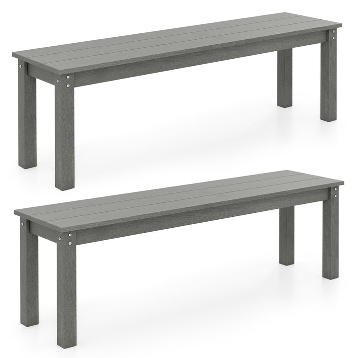 Giantex 55" HDPE Outdoor Bench 2-3 People Weatherproof Backless Patio Garden Bench