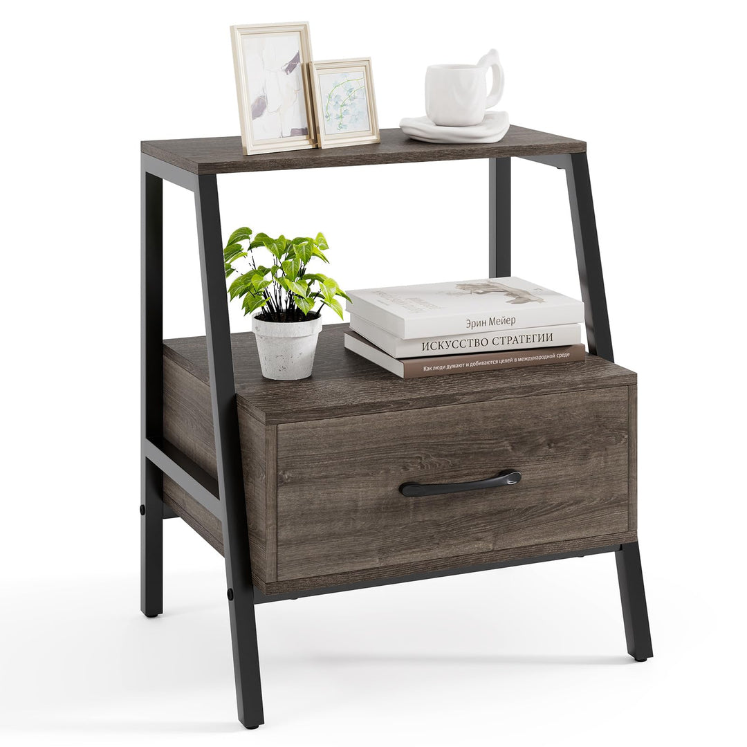 Giantex Farmhouse Nightstand with Drawer Set of 1/2