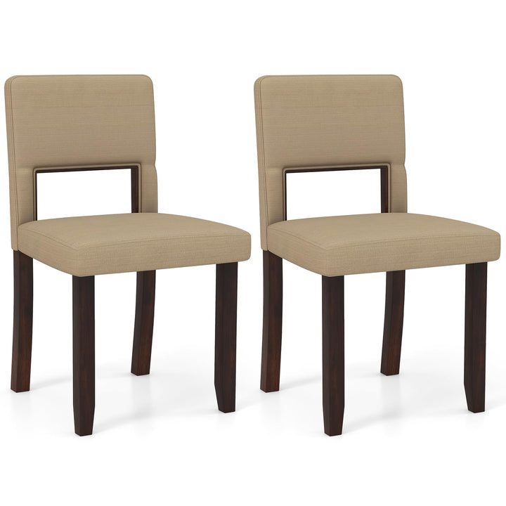 Giantex Wooden Dining Chairs Set of 2/4, Linen Fabric Upholstered Kitchen Chairs w/Rubber Wood Frame