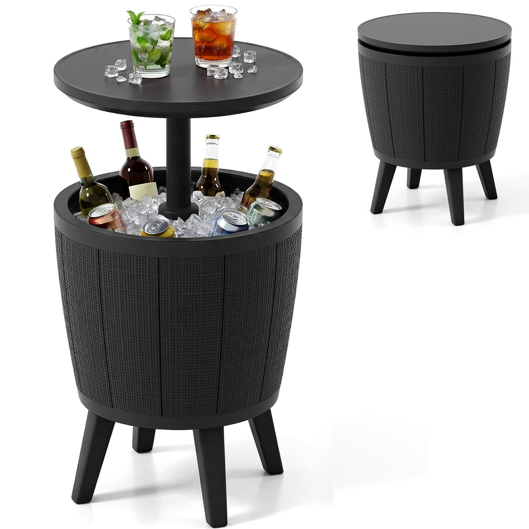 Giantex 3-in-1 Outdoor Cooler Bar Table | 10-Gallon Ice Bucket with Lift-Top Cocktail Table
