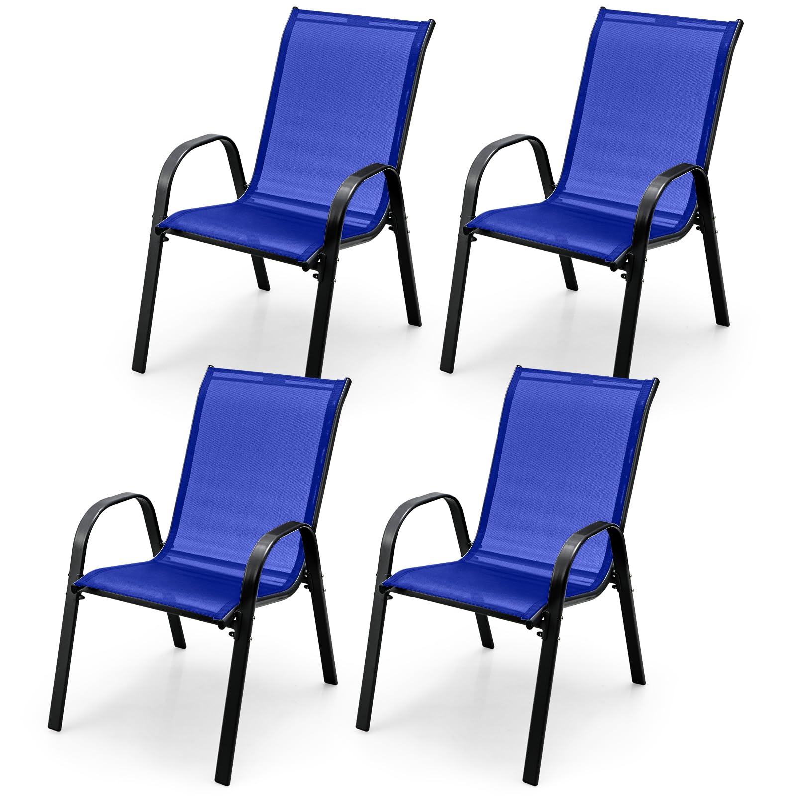 Giantex Set of 4 Patio Chairs, Outdoor Dining Chairs W/Curved Armrests