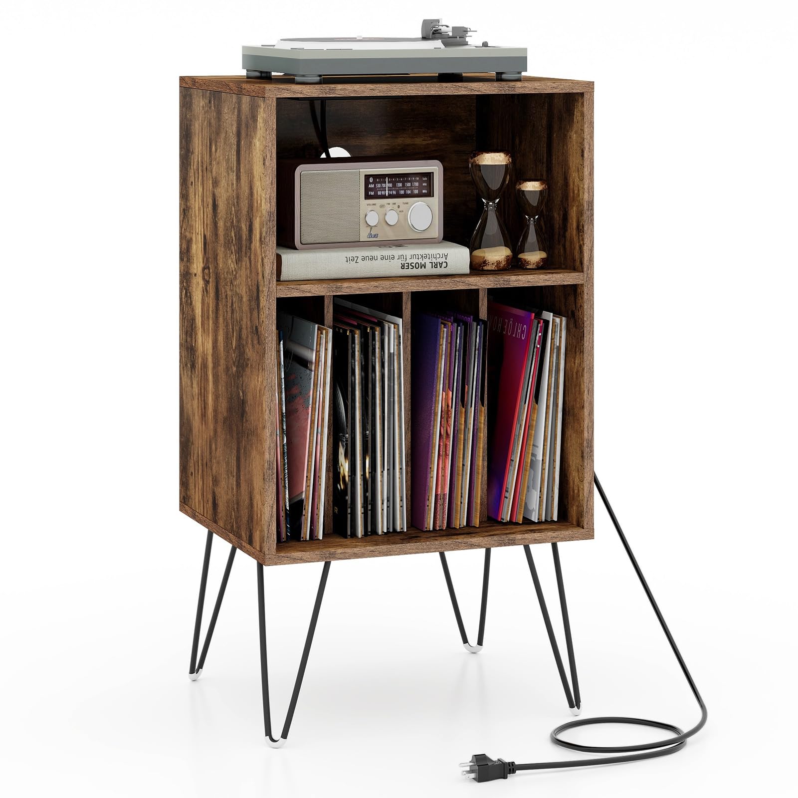 Giantex Record Player Stand with Charging Station