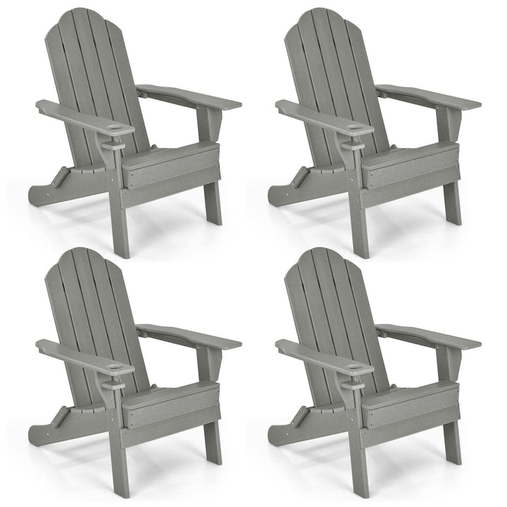 Adirondack Chair Outdoor Folding Chairs, Weather Resistant Patio Chair with Built-in Cup