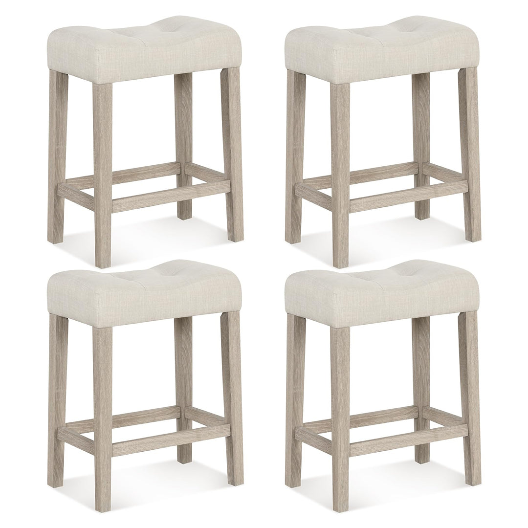 Giantex 24" Bar Stools Set of 2/4, Upholstered Counter Height Saddle Bar Stools