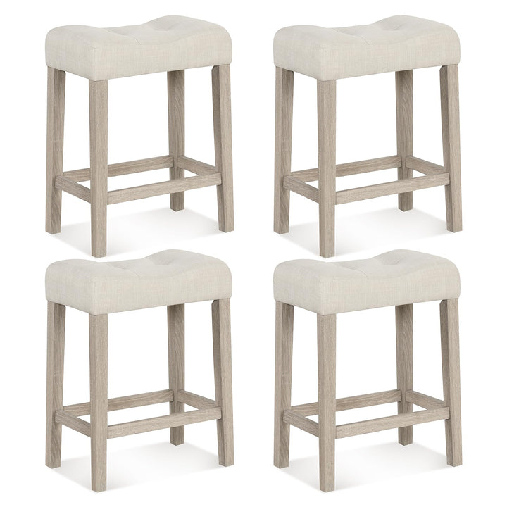 Giantex 24" Bar Stools Set of 2/4, Upholstered Counter Height Saddle Bar Stools