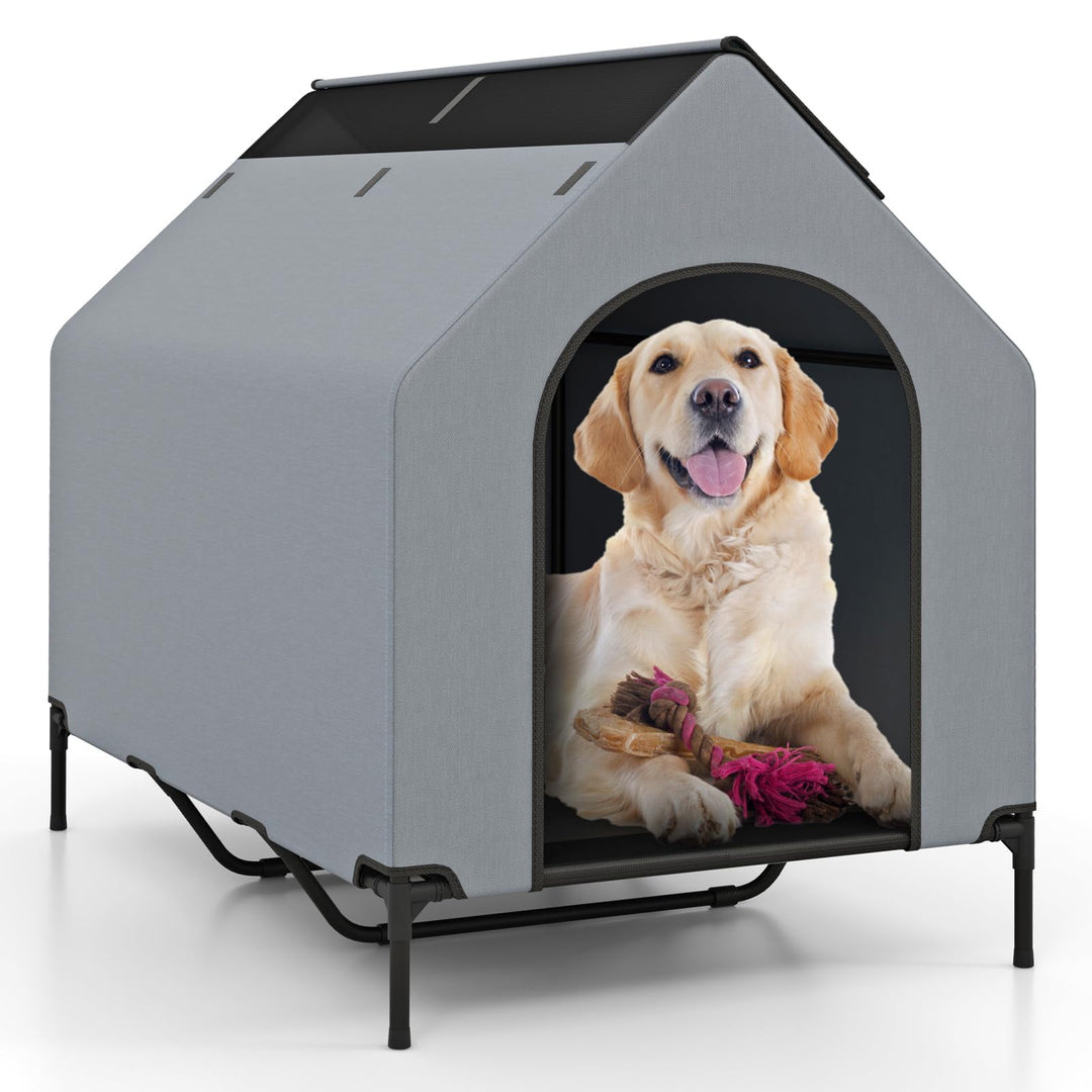 Giantex Dog House Outdoor Extra Large, Elevated Dog Bed with Weatherproof Canopy