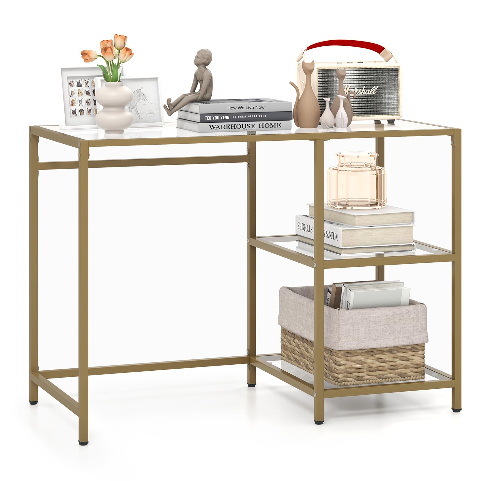 Giantex 42" Glass Entryway Console Table - Modern Entryway Table