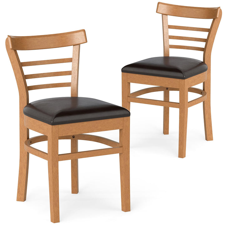 Giantex Wooden Dining Chairs Set PU Leather Upholstered Kitchen Chair w/Rubber Wood Legs