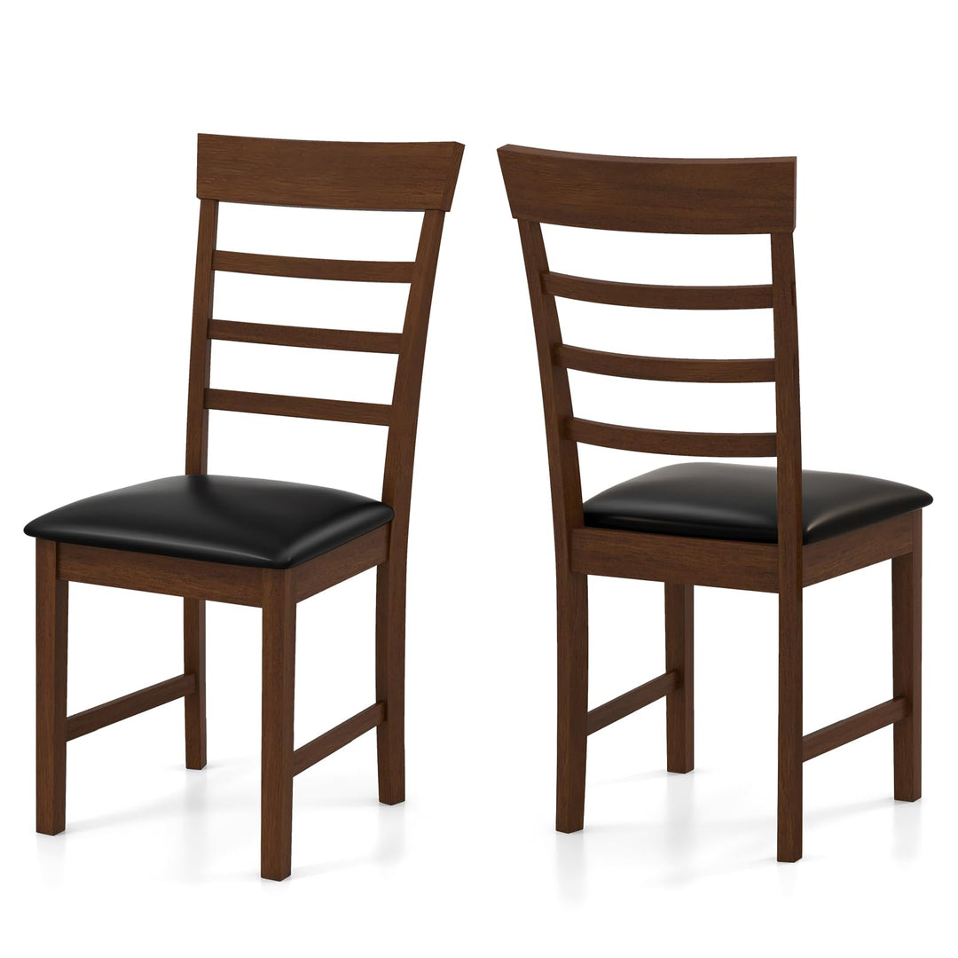 Giantex Wooden Dining Chairs Set of 2/4, PU Leather Upholstered Kitchen Chairs w/Rubber Wood Frame