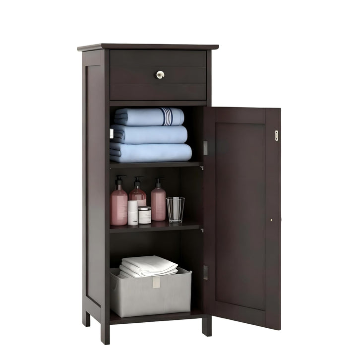 Giantex 34.5” Bathroom Cabinet Narrow Side Storage Organizer with Drawer