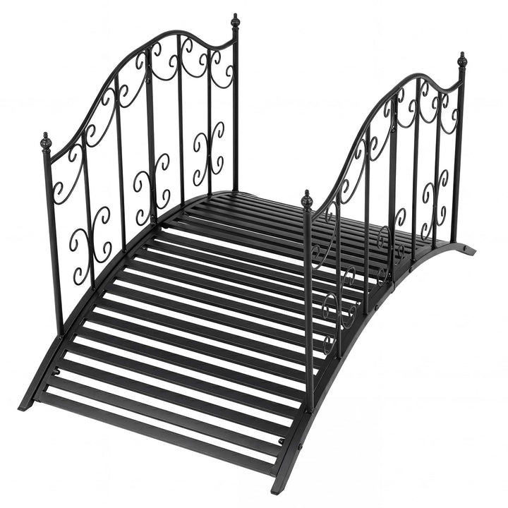 Giantex 4 FT Metal Garden Bridge with Powder-Coated Finish &amp; Scrollwork Rails