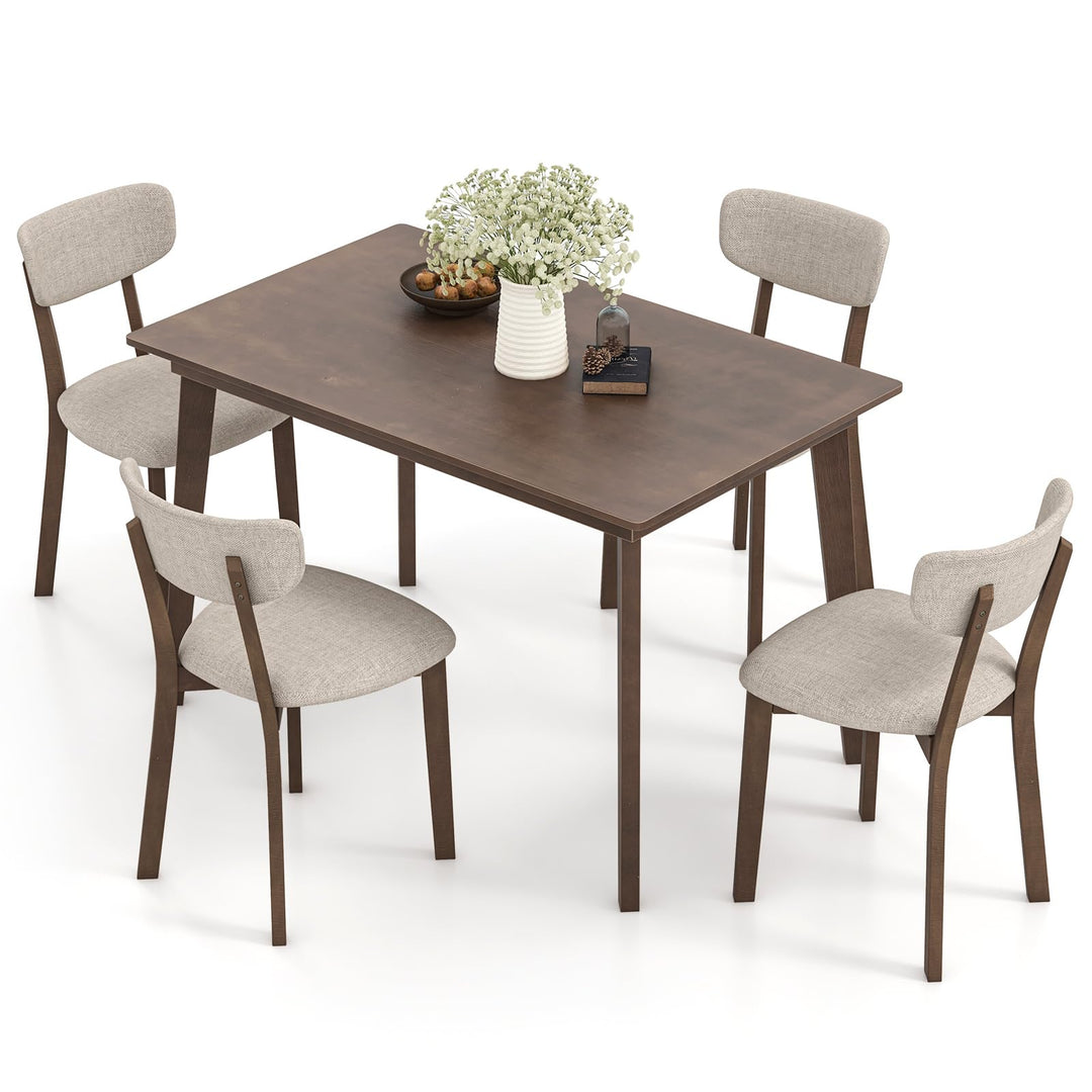 Giantex 5-Piece Dining Table Set for 4, Kitchen Table Set with 48” Dinner Table, Padded Seat, Rubber Wood Legs