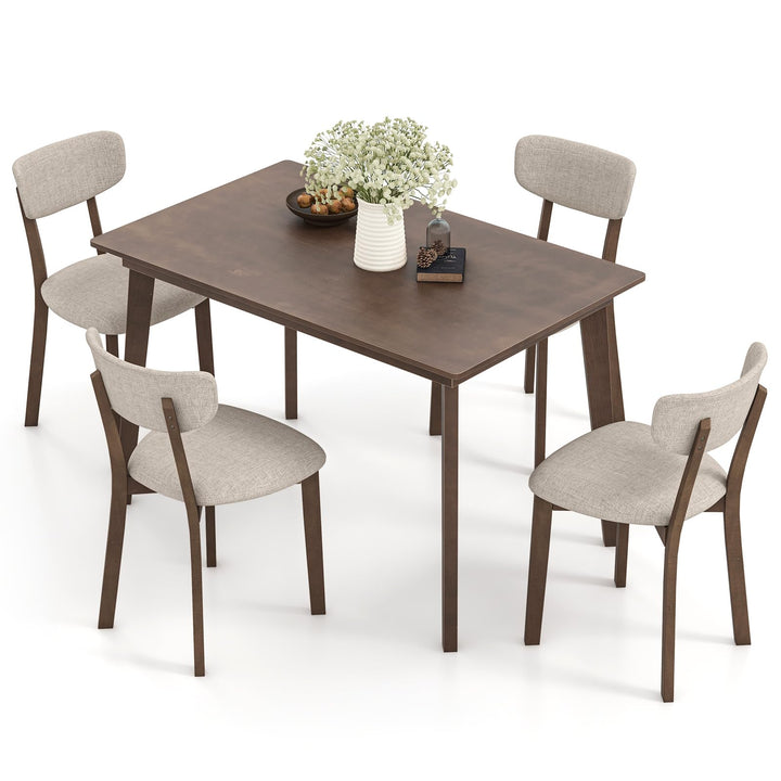 Giantex 5-Piece Dining Table Set for 4, Kitchen Table Set with 48” Dinner Table, Padded Seat, Rubber Wood Legs