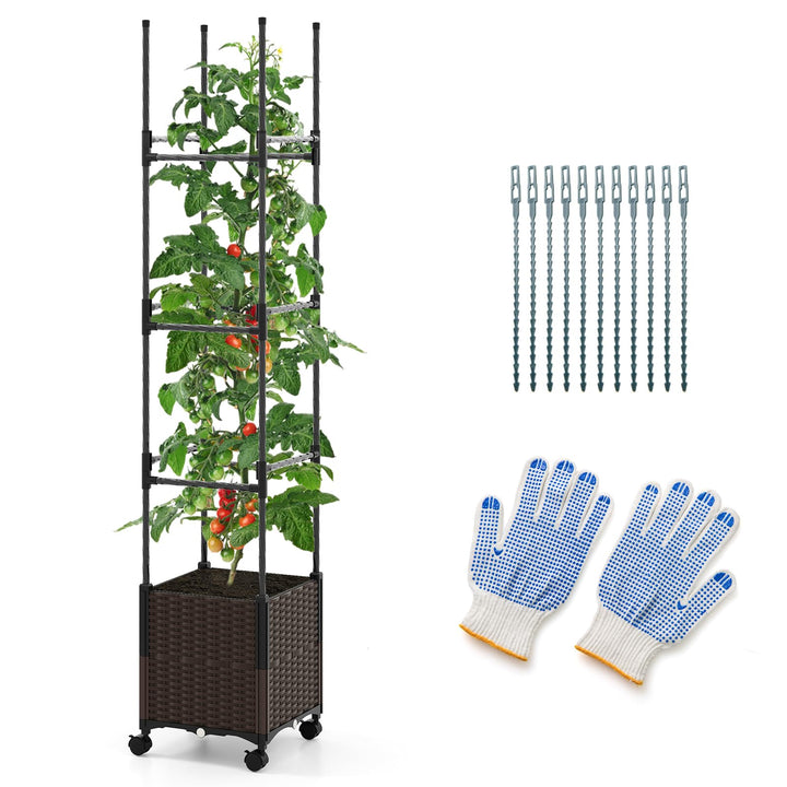 Giantex Raised Garden Bed Planter Box with Trellis