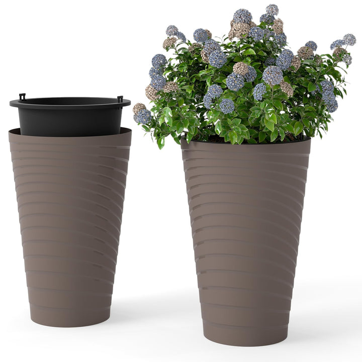 Giantex 18" Tall Flower Pot Set of 2 Modern Decorative Planter Pots