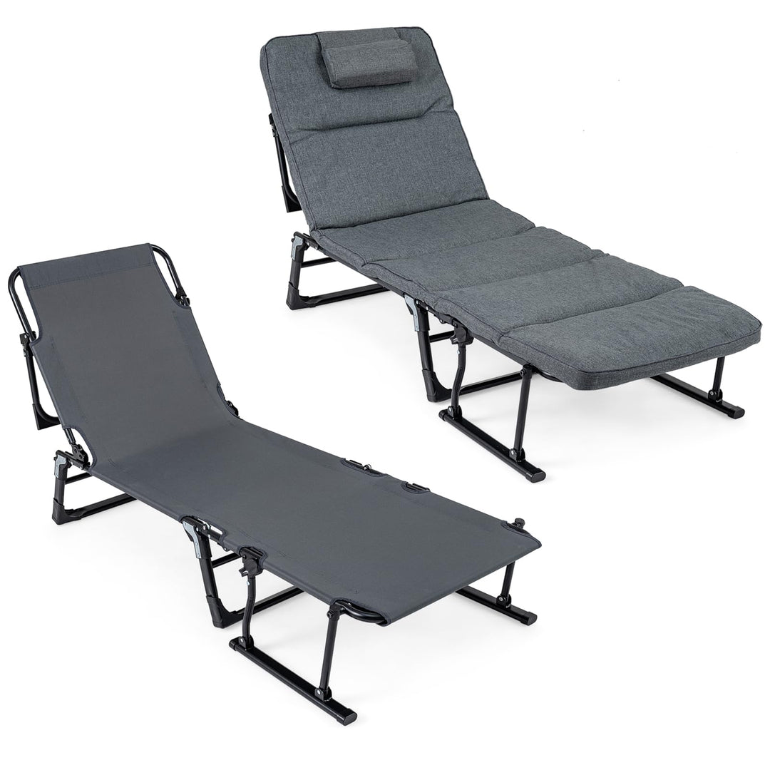 Giantex Folding Patio Lounge Chair with 6-Level Adjustable Backrest