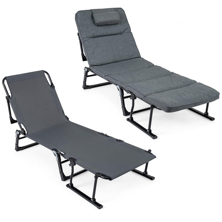Giantex Folding Patio Lounge Chair with 6-Level Adjustable Backrest