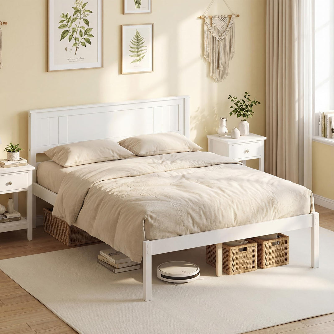 Giantex Wood Full Platform Bed with Headboard
