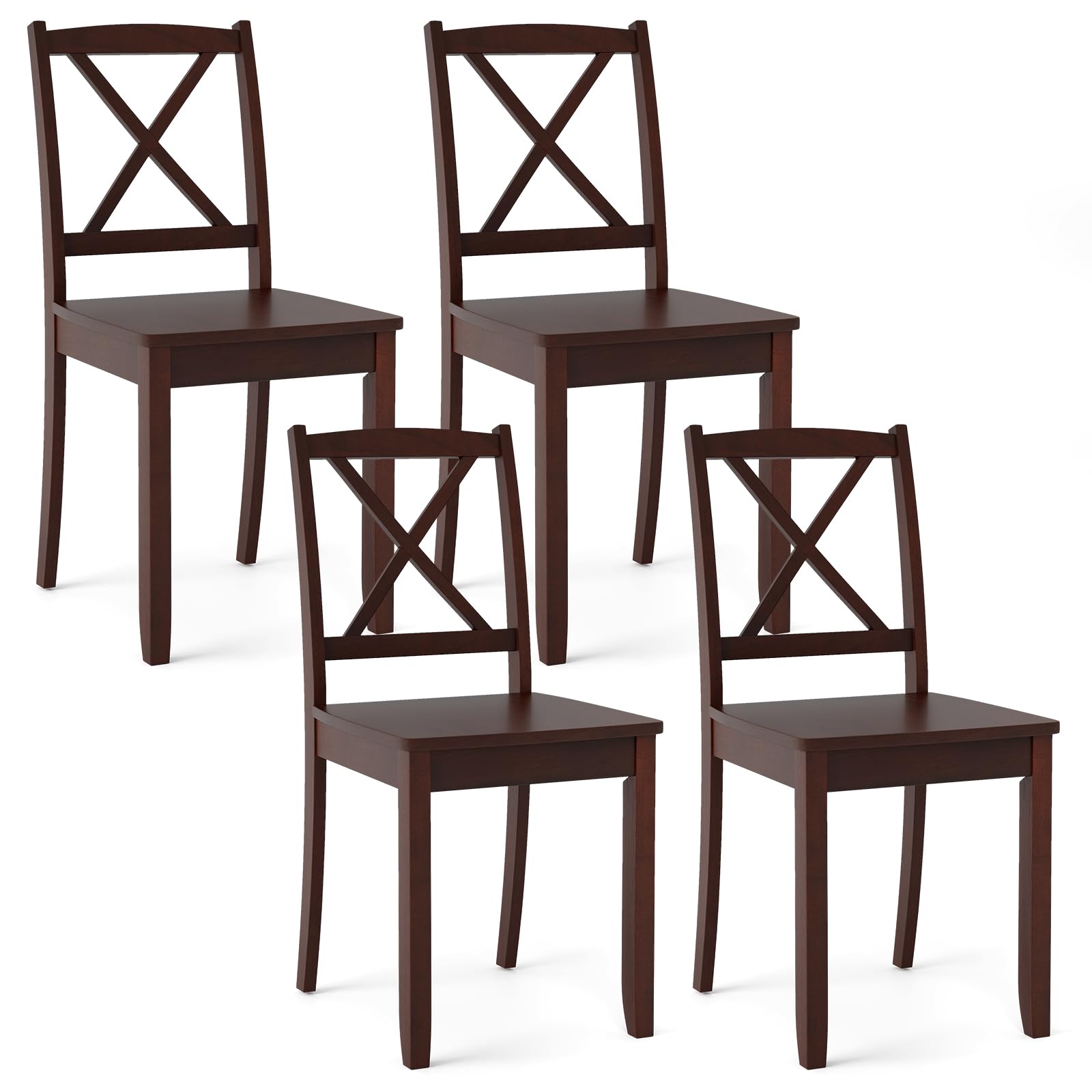 Giantex Wood Dining Chairs, Armless Kitchen Chairs w/Rubber Wood Legs & Curved Backrest