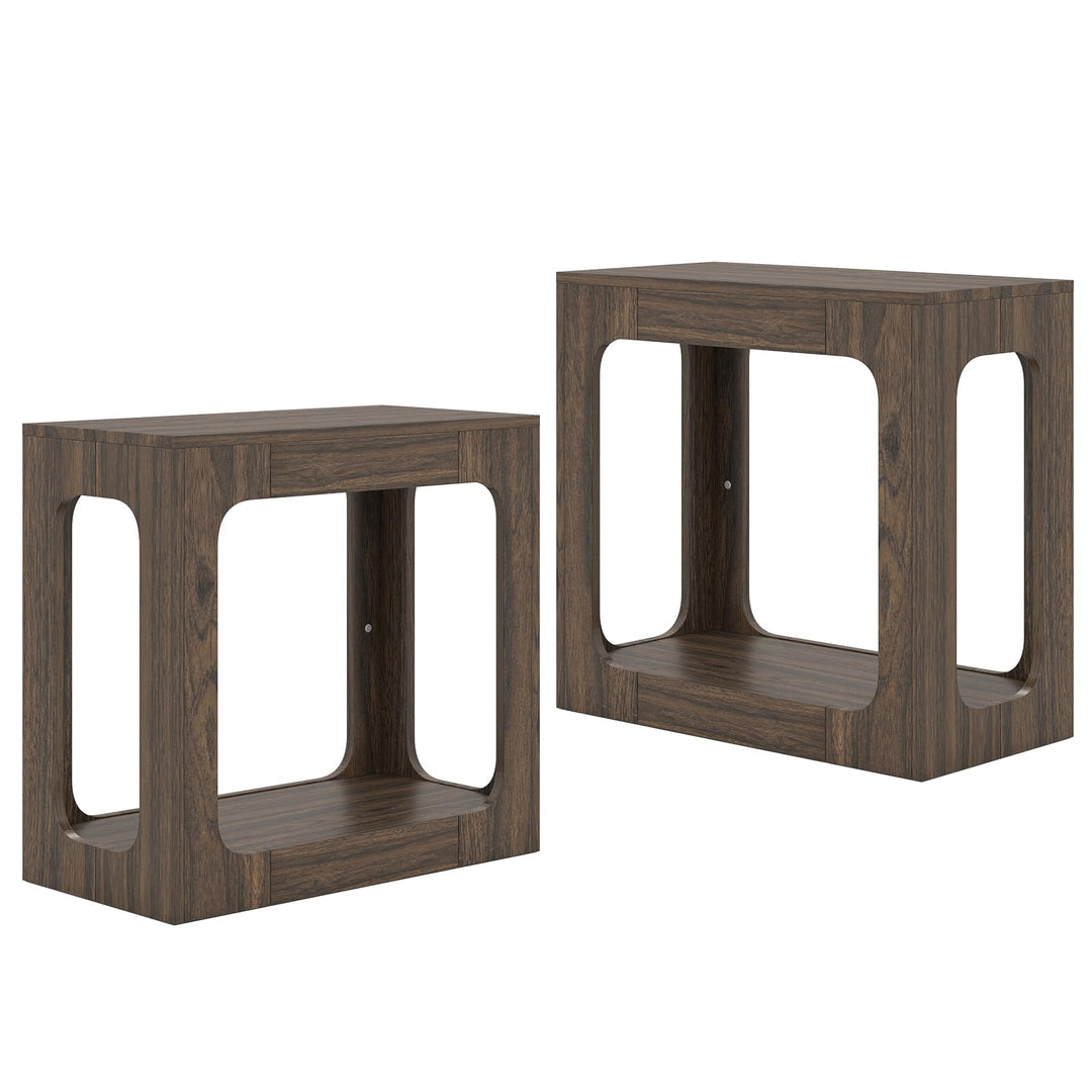 Giantex Narrow End Table 2-Tier Farmhouse Side Table with Open Storage Shelf