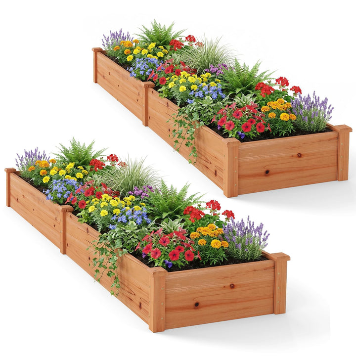 GIANTEX 95" Wooden Raised Garden Bed Rectangular Planter Box