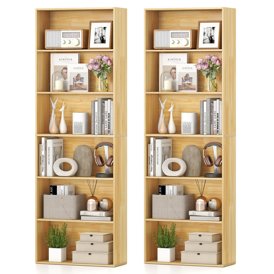 Giantex 6-Tier Bookcase, 70" Tall Wooden Bookshelf, Freestanding Storage Organizer w/Open Shelves