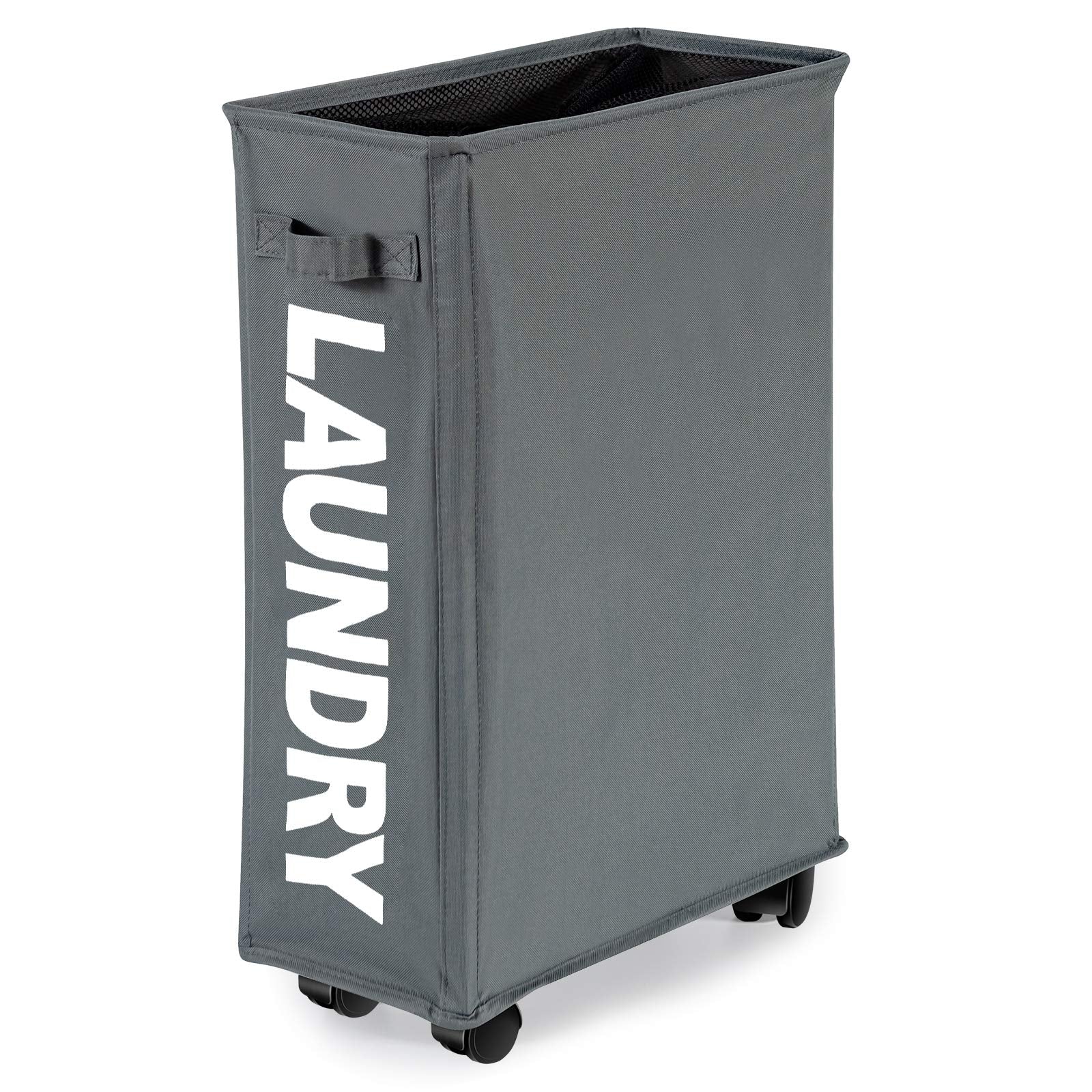 Giantex Slim Laundry Hamper on Wheels, 10 Gal Rolling Laundry Basket for Bathroom Dorm Apartment