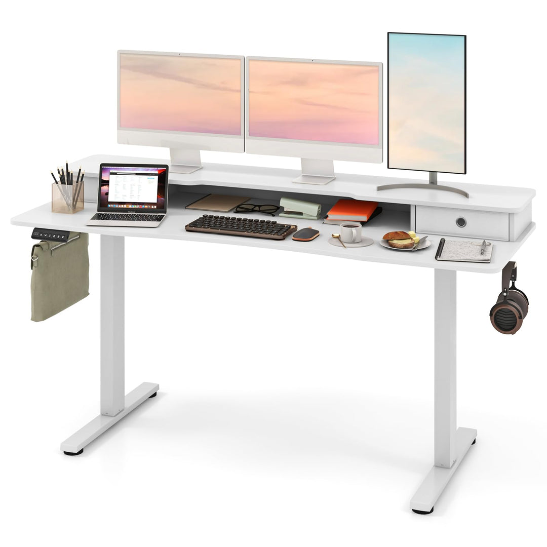 Giantex Electric Standing Desk with 2 Drawers, 63" x 24"