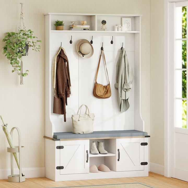 Giantex 4-in-1 Hall Tree with Bench and Shoe Storage 68.5" Tall Coat Rack