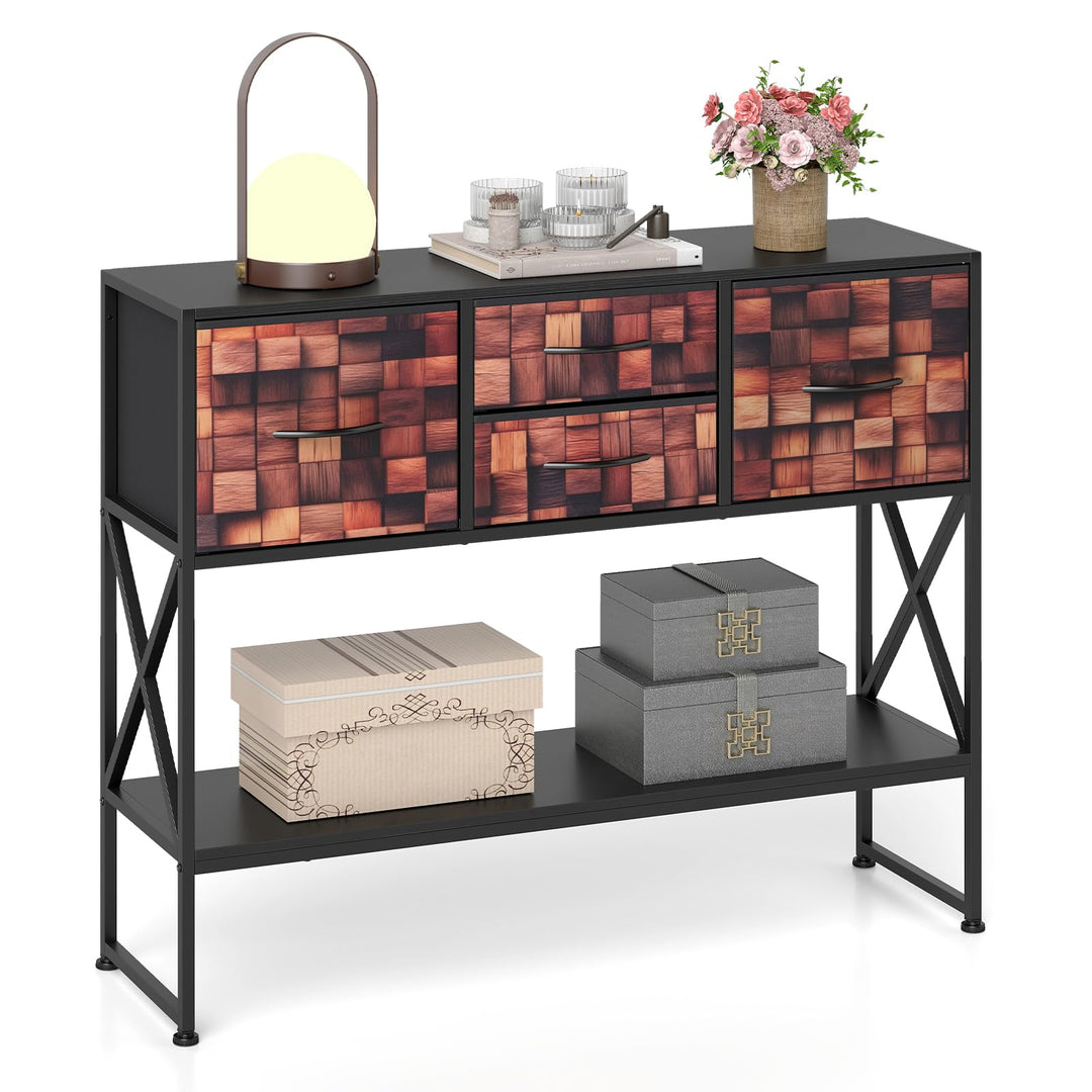 Giantex 39" Console Table with 4 Fabric Drawers