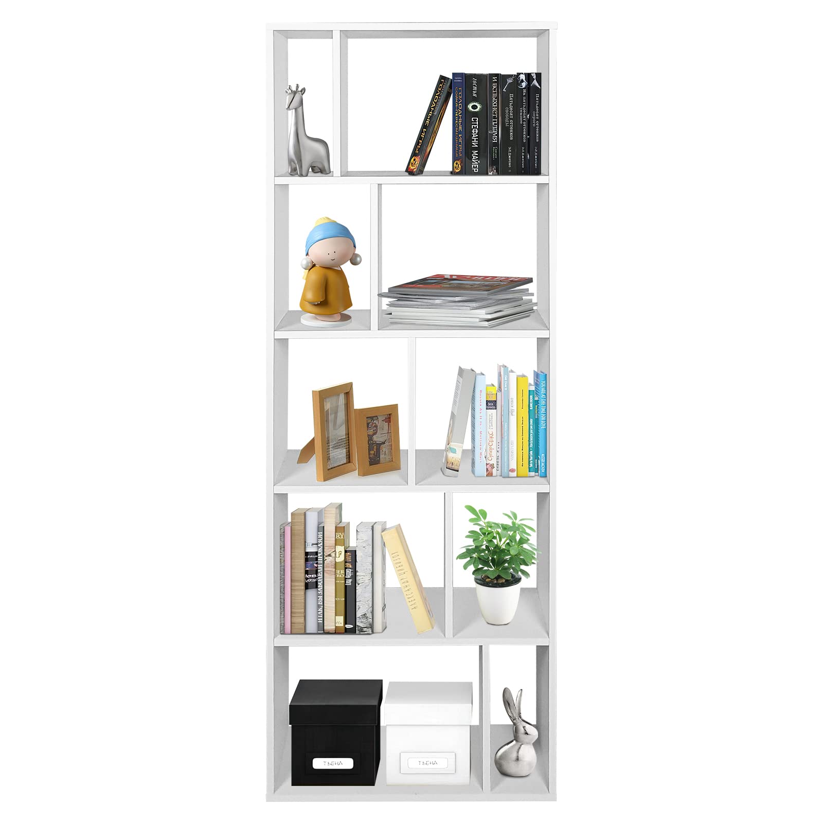 Giantex 5 Tier Bookshelf, 66" Tall 10-Cube Open Shelves Storage Organizer Cabinet