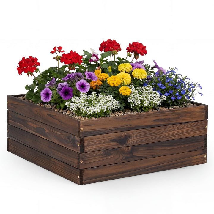 Giantex 23" x 23" Square Wooden Raised Garden Bed (1/2)