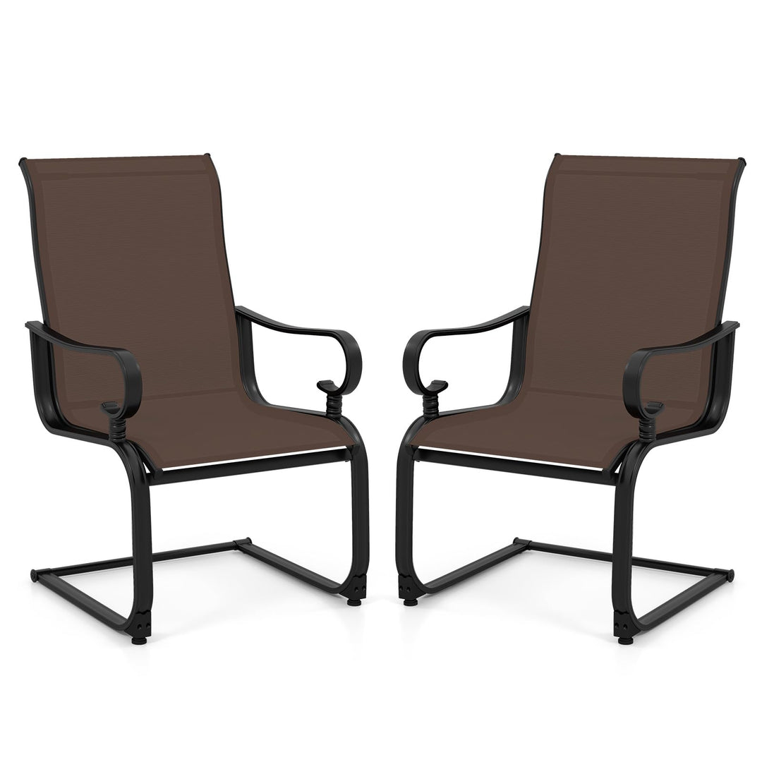 Giantex Patio Dining Chairs Set of 2/4, High Back Outdoor Patio Chairs with Metal C Spring Frame