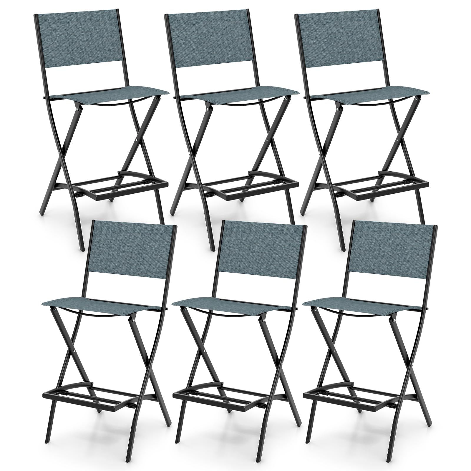 Giantex Folding Patio Bar Chairs Set of 6