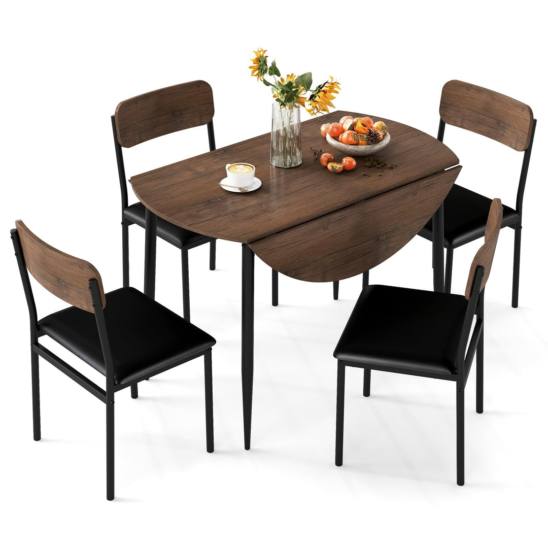 Giantex 5-Piece Dining Table Set for 4 | Space Saving Farmhouse Dinette Set for Dinette Dinner