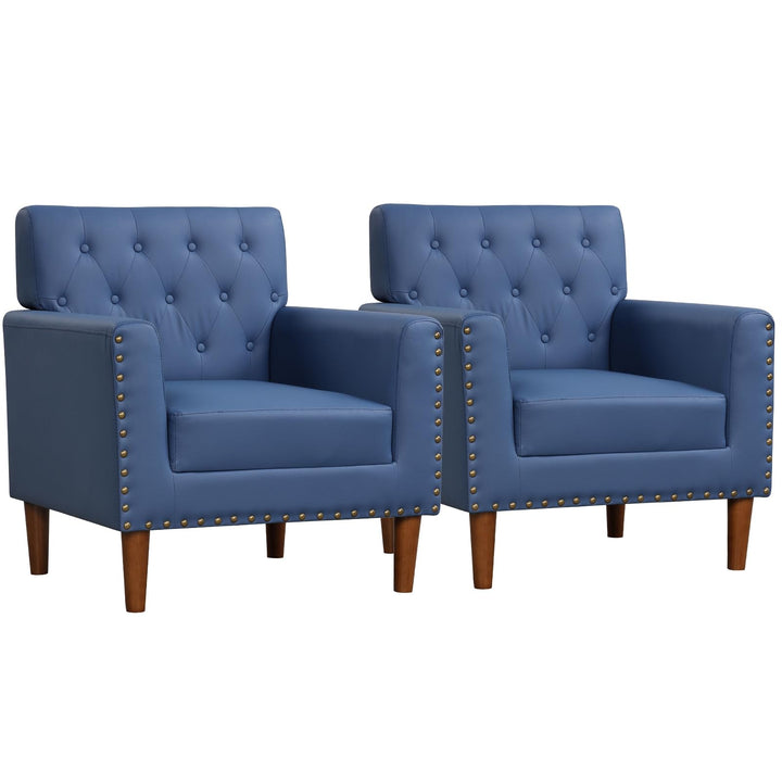 Giantex Mid Century Modern Accent Chair with Button Tufted Decoration and Rivets