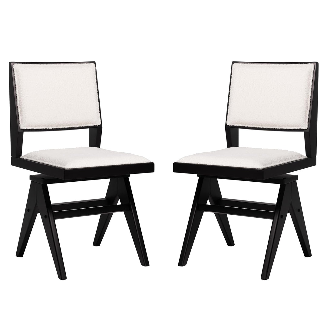 Giantex Swivel Dining Chairs Set of 2/4, Faux Sherpa Kitchen Chairs w/Rubber Wood Frame
