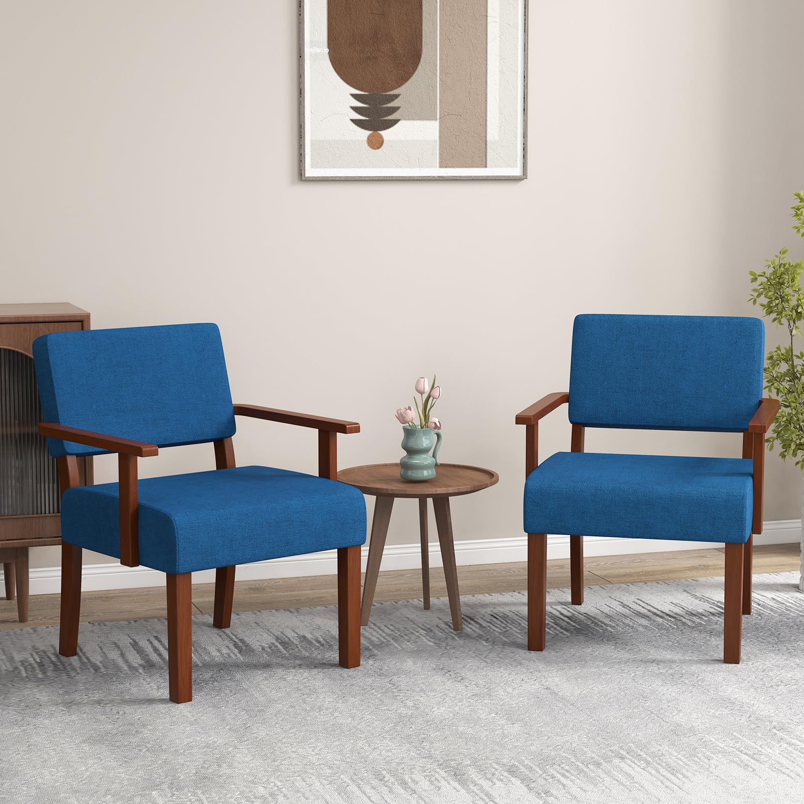 Giantex Modern Accent Chair, Linen Living Room Arm Chair w/Soft Padded Seat & Backrest