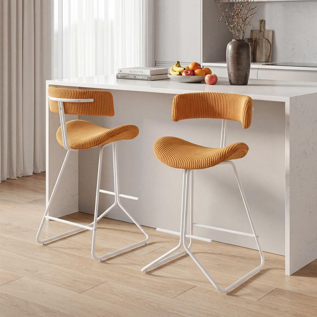 Giantex 25" Fabric Upholstered Armless Counter Height Chairs with Metal Legs &amp; Footrest