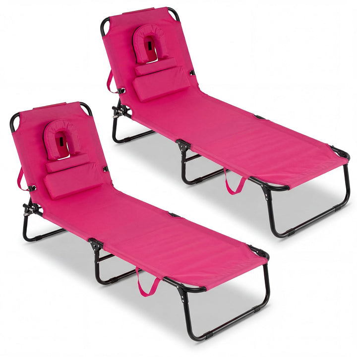 Giantex Folding Beach Tanning Chair Adjustable Face Down Patio Lounge Chair