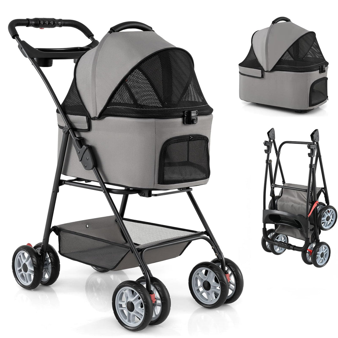 Giantex 3-in-1 Pet Stroller with Detachable Carrier for Small & Medium Pets