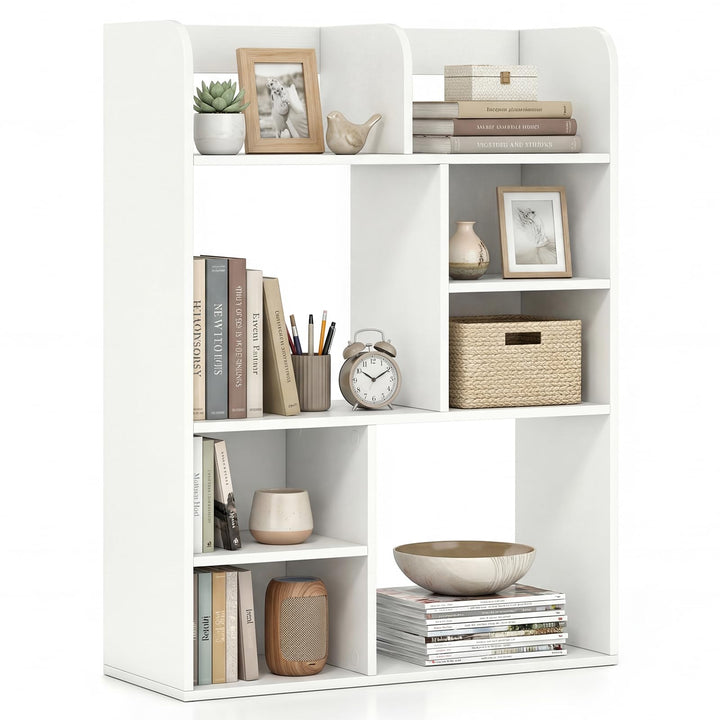 Giantex 3-Tier Desktop Bookshelf | 23.5" Desk Hutch Dorm with 8 Open Storage Cubes