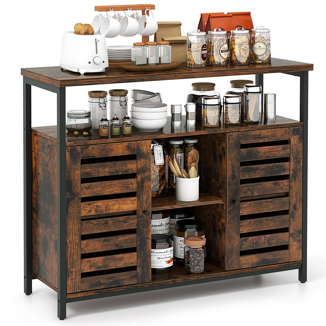 Giantex Buffet Cabinet, Kitchen Sideboard with 2 Storage Cupboards, Open Shelves, 2 Cubes, Anti-Tipping Kits