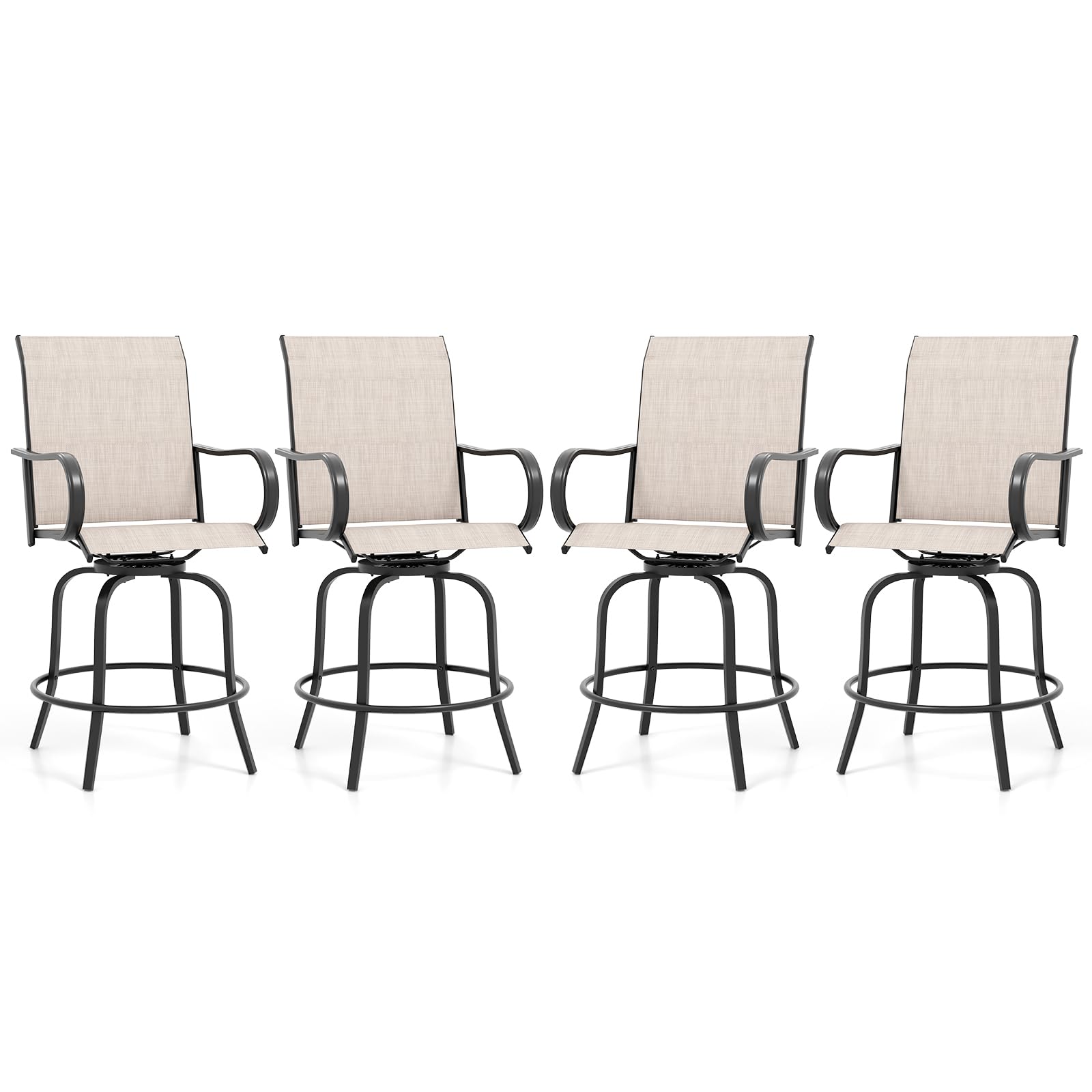 Giantex Swivel Outdoor Bar Stools, All-Weather Bar Height Patio Chairs